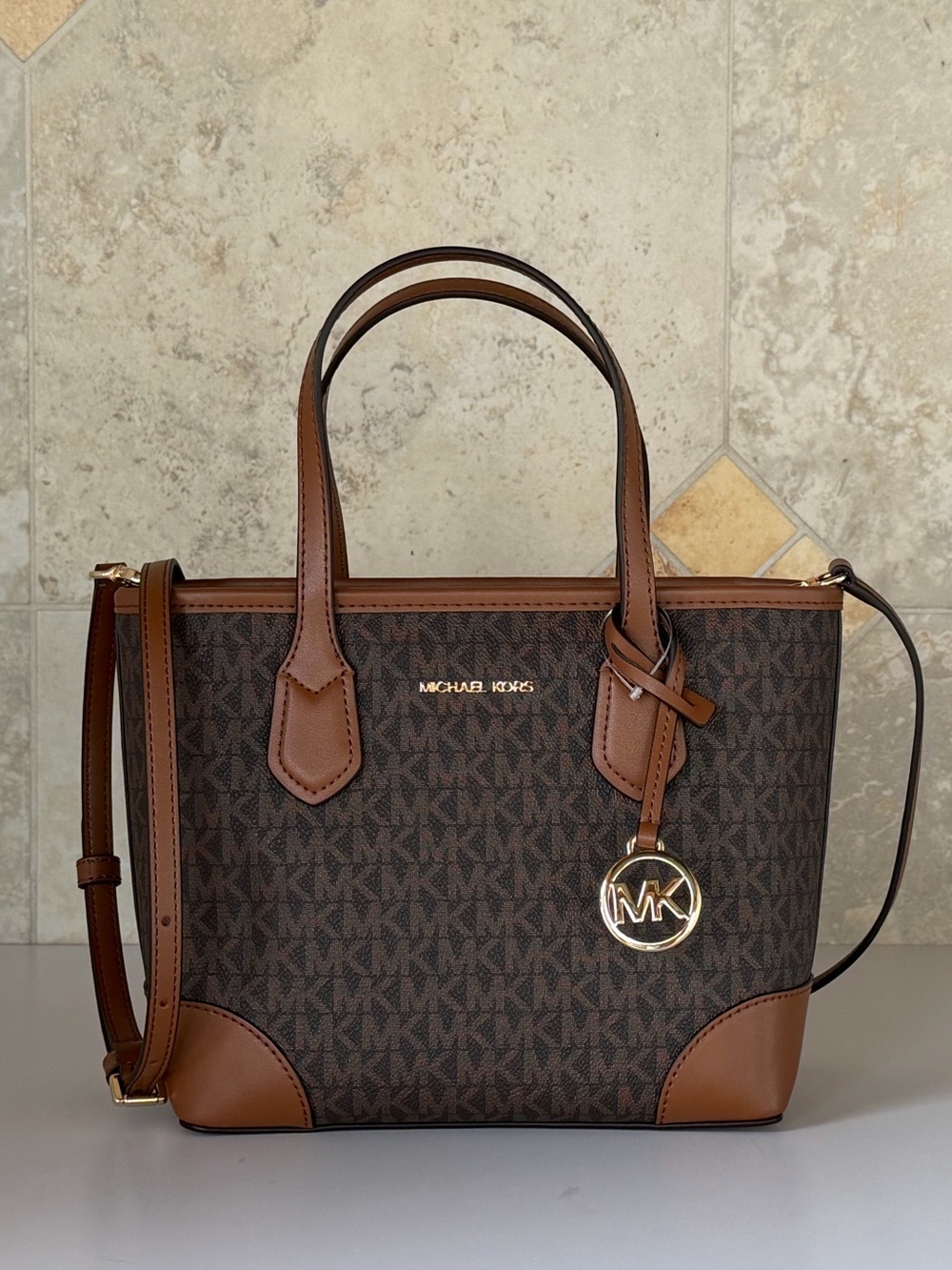 Michael Kors Jet Set Eva XS Tote Shoulder Bag MK Brown